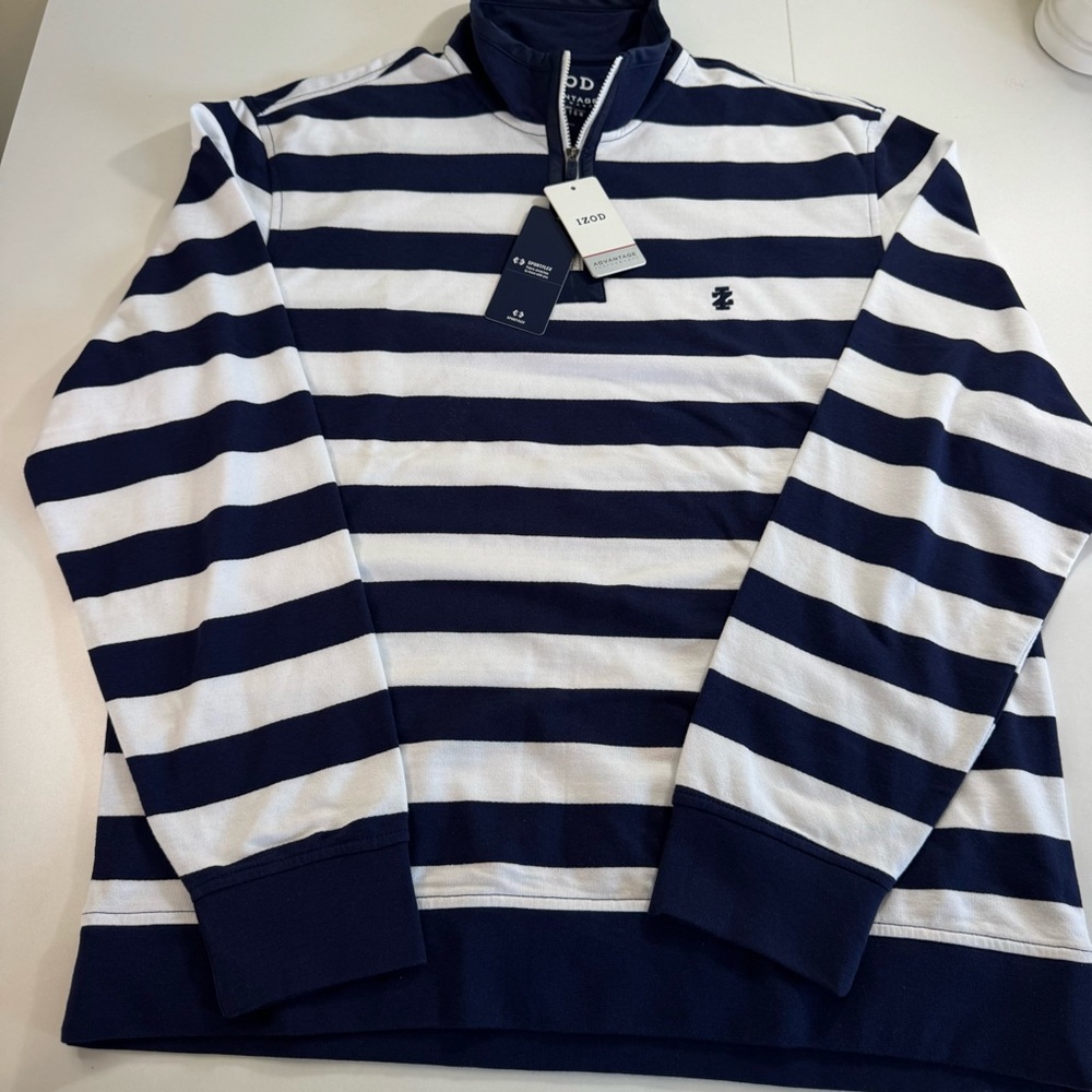 Izod Advantage Performance Men's Medium Striped 1/4 Zip Long sleeve